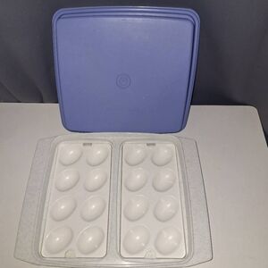 Tupperware Deviled Egg Keeper Tray Blue And Speckled Easter Vintage